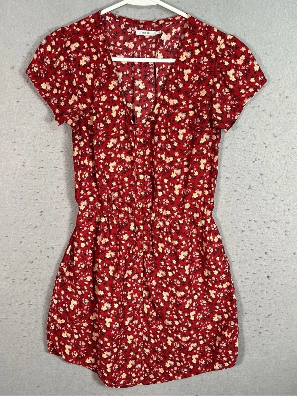 Kimchi Blue Red Floral Tie-Front Mini Dress